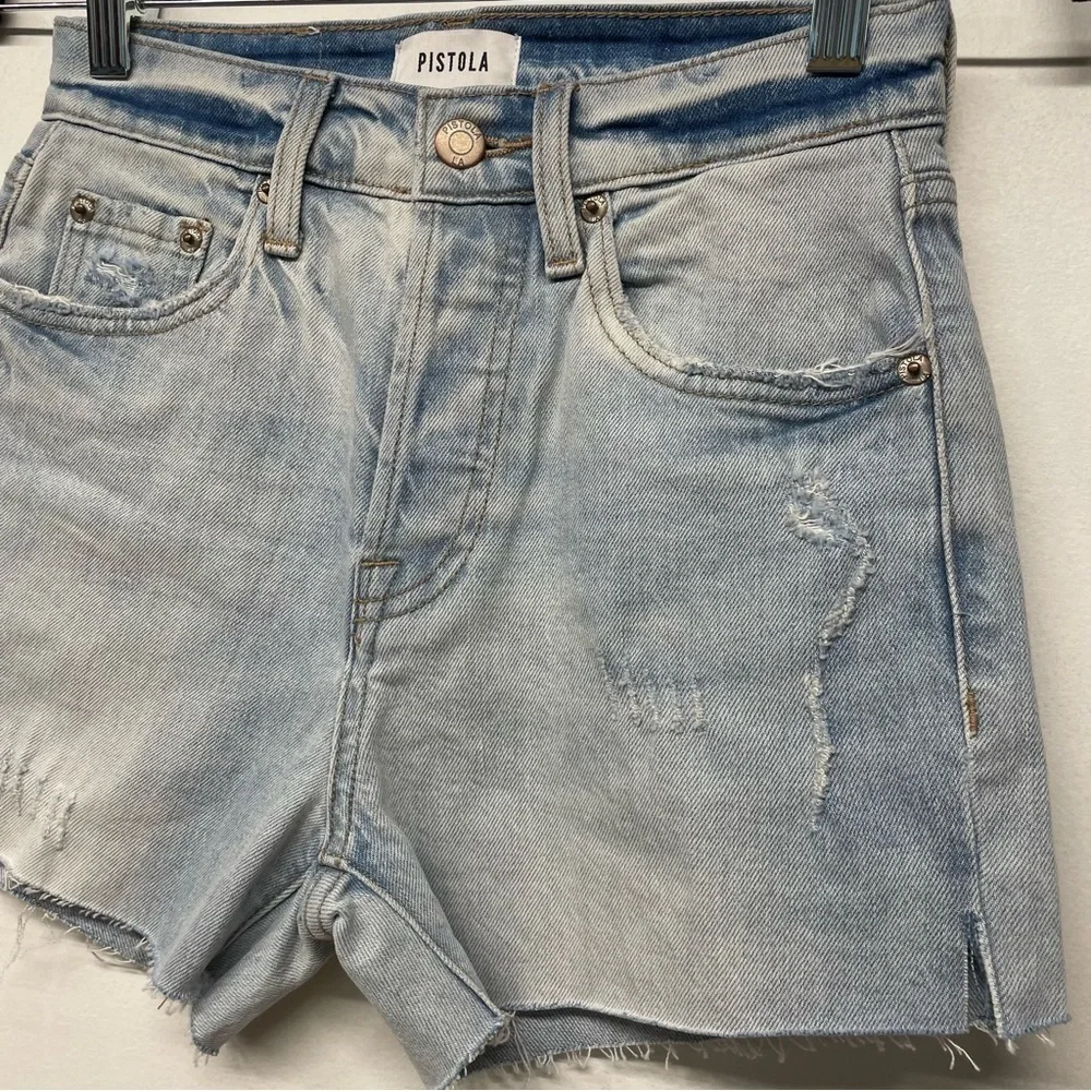 NWT Pistola Denim Nico High Rise Mom Distressed Shorts Light wash